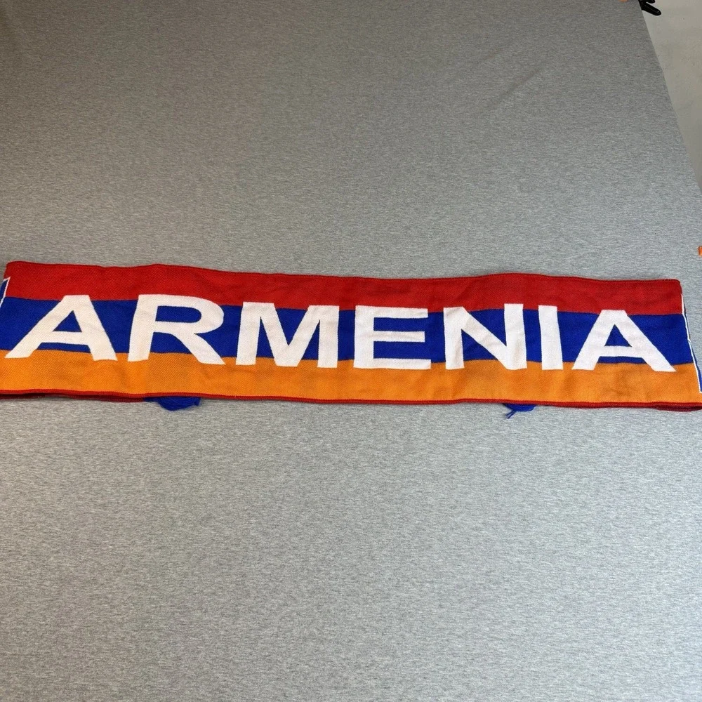 Armenia Football Soccer Fan Scarf Tricolor Flag Coat of Arms Knit Fringe